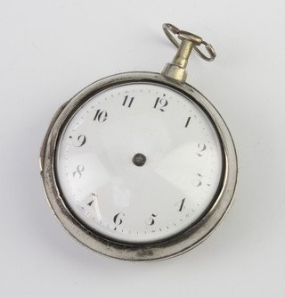 A Georgian silver pair cased pocket watch, the movement inscribed MacDonald London 30232 