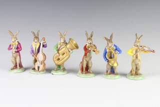 A set of 6 German porcelain figures of rabbit musicians 11cm 