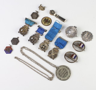 A silver fob brooch and minor medals