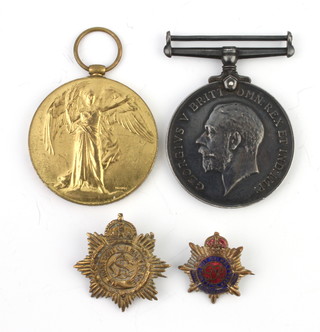 A WWI medal to D/29108 Pte.H.Withers.6.DMS  together with a Victory medal to T/369922 Pte.H.Knowles.A.S.C. and 2 badges