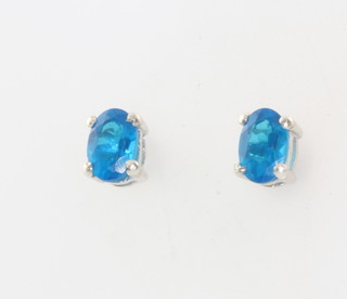 A pair of silver and apatite studs 