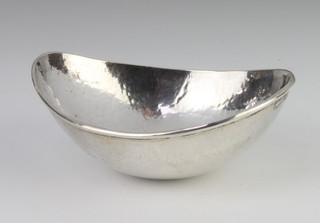A South American, hammer pattern, egg shaped silver dish 11cm, 69 grams