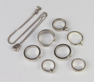 A silver dress ring, size M and a quantity of other rings, 28 grams