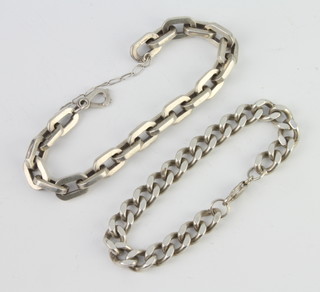 Two stylish silver bracelets, 121 grams