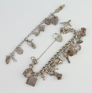 Two silver charm bracelets 78 grams