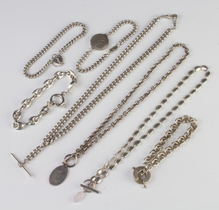 A silver necklace and minor silver jewellery, 229 grams