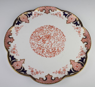A Royal Crown Derby scalloped tray decorated with flowers 43cm 