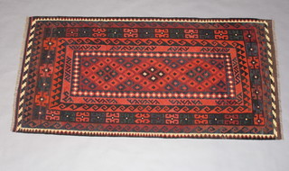 A black and blue ground Ghalmori Kilim rug 200cm x 100cm 