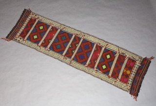 A red, green, blue and white ground Suzni runner 250cm x 70cm 