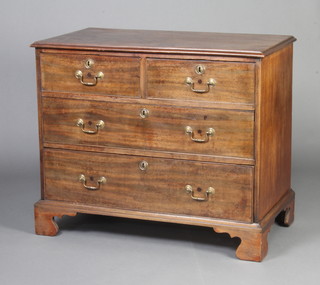 A 19th Century mahogany chest of 2 short and 2 long drawers with brass swan neck drop handles, raised on bracket feet 81cm h x 97cm w x 54cm d 