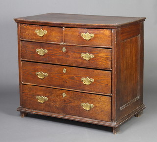 A 17th/18th Century oak chest of 2 short and 3 long drawers 84cm h x 58cm 