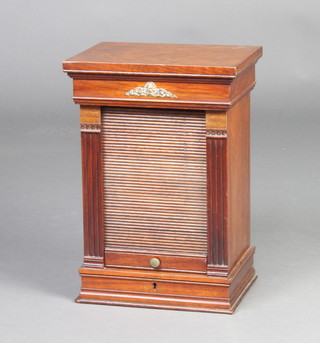 A Victorian mahogany table top chest of 3 long drawers enclosed by a tambour shutter 34cm h x 24cm w x 18cm d 