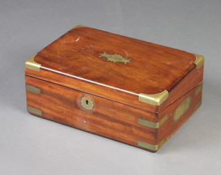 A Victorian mahogany and brass banded writing slope with fitted interior 8cm x 14cm x 34cm 