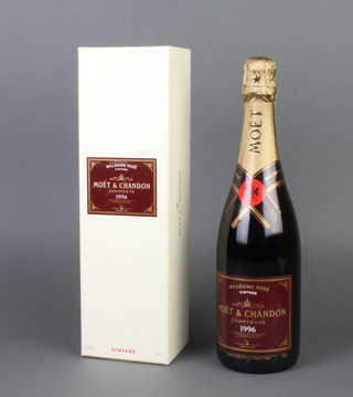 A bottle of 1996 vintage Moet & Chandon Millesime rose champagne boxed 