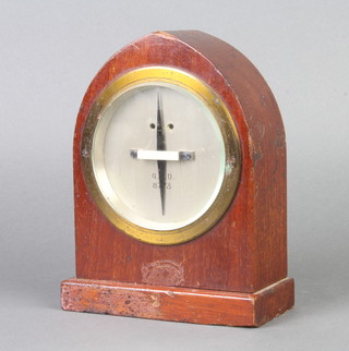 A GPO "line tester" with silvered dial marked GPO 8773 contained in a mahogany lancet shaped case, some dents and contact marks to the edges 