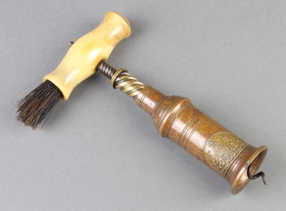 A 19th Century Thomason patent corkscrew with bone handle and brush 

