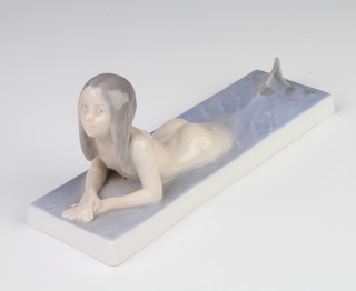 A Royal Copenhagen figure of a reclining mermaid 1212 20cm 