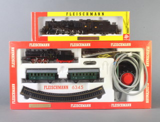 A Fleischmann 6345 train set boxed and an Fleischmann HO locomotive and tender boxed 