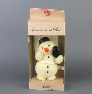 A Steiff limited edition Snowman with Raven 18cm complete with certificate no.02160 boxed 