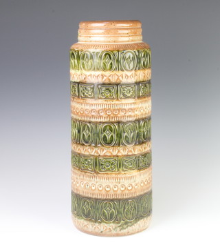 A German cylindrical lava vase with geometric decoration 40cm 
