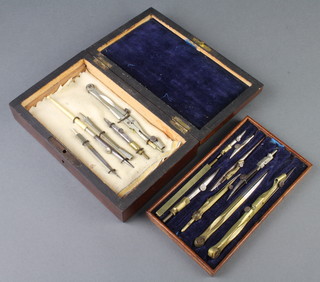 A 19th Century steel and brass geometry set contained in a rosewood case 