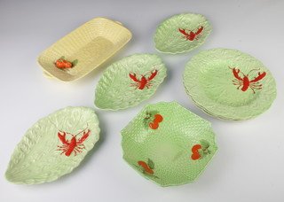 Three Carlton Ware leaf shaped lobster dishes 25cm, 3 circular ditto and 2 other dishes