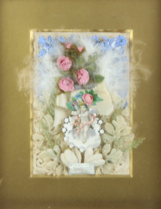 A framed Victorian Valentines card 14cm x 10cm 