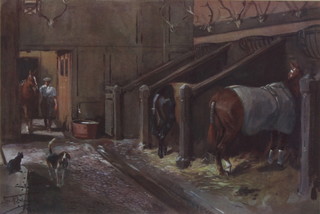 Lionel Dalhousie Robertson Edwards (1878-1966), print signed in pencil "18th Century Stables at Holnicote" 17cm x 27cm 