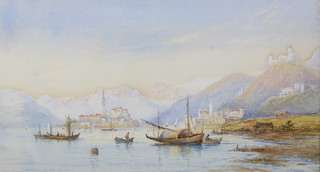 Edwin St John (active 1880-1890), watercolour signed, on Lake Como 25cm x 45cm 