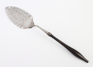 A Continental pierced silver server, now with turned wood handle