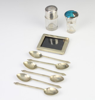 A silver mounted toilet bottle and minor items