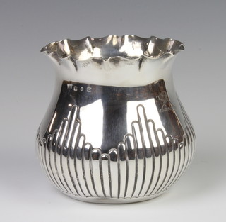A Victorian silver demi fluted vase decorated with an armorial Birmingham 1890, 11cm, 197 grams