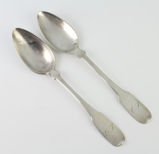 A pair of 19th Century Continental table spoons 105 grams 