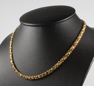 A 9ct yellow gold flat link necklace 42cm, 17.3 grams