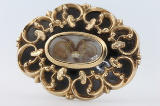A 19th Century 9ct yellow gold enamelled in memoriam brooch dated 1851, 57mm x 45mm, 4.8grams