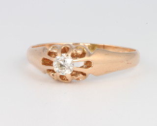 A 14ct yellow gold single stone diamond ring approx 0.25ct, size Q 