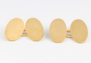 A pair of 18ct yellow gold oval cufflinks 13.3 grams