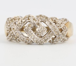 A 9ct yellow gold diamond set ring size S, 3.5 grams