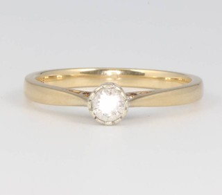 A 9ct yellow gold single stone diamond ring, approx. 0.25ct, 2.3 grams