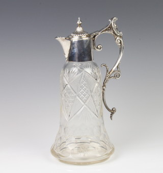 A Victorian silver plated mounted ewer with mask handle 29cm 