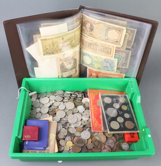 A quantity of mainly UK coins including some foreign bank notes etc 