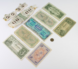 A collection of minor coins and bank notes 
