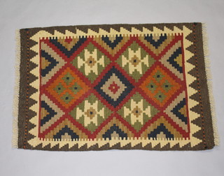 A brown, tan and black ground Maimana Kilim rug 90cm x 62