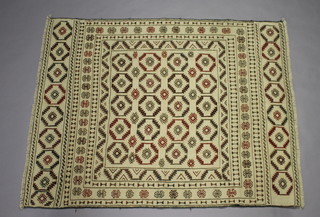 A white and brown ground needlework Sumak Kilim 180cm x 140cm 