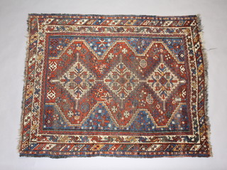 A blue and brown ground Khamesh rug 147cm x 121cm 