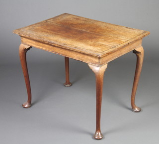 A 19th Century Queen Anne style figured walnut rectangular centre table with crossbanded top, raised on cabriole supports 70cm x 90cm x 63cm  