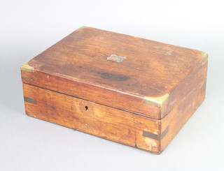 A Victorian rosewood and brass banded writing slope with hinged lid 12cm h x 30cm x 22cm 