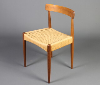 A Danish teak Moller style bar back dining chair with cord seat  