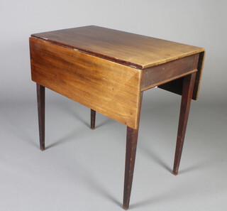 A 19th Century mahogany Pembroke table fitted a drawer raised on square tapered supports 70cm h x 76cm w x 45cm d 