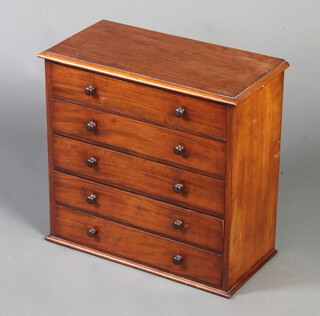 A Victorian mahogany apprentice chest of 5 drawers with tore handles 43cm x 47cm x 23cm d 